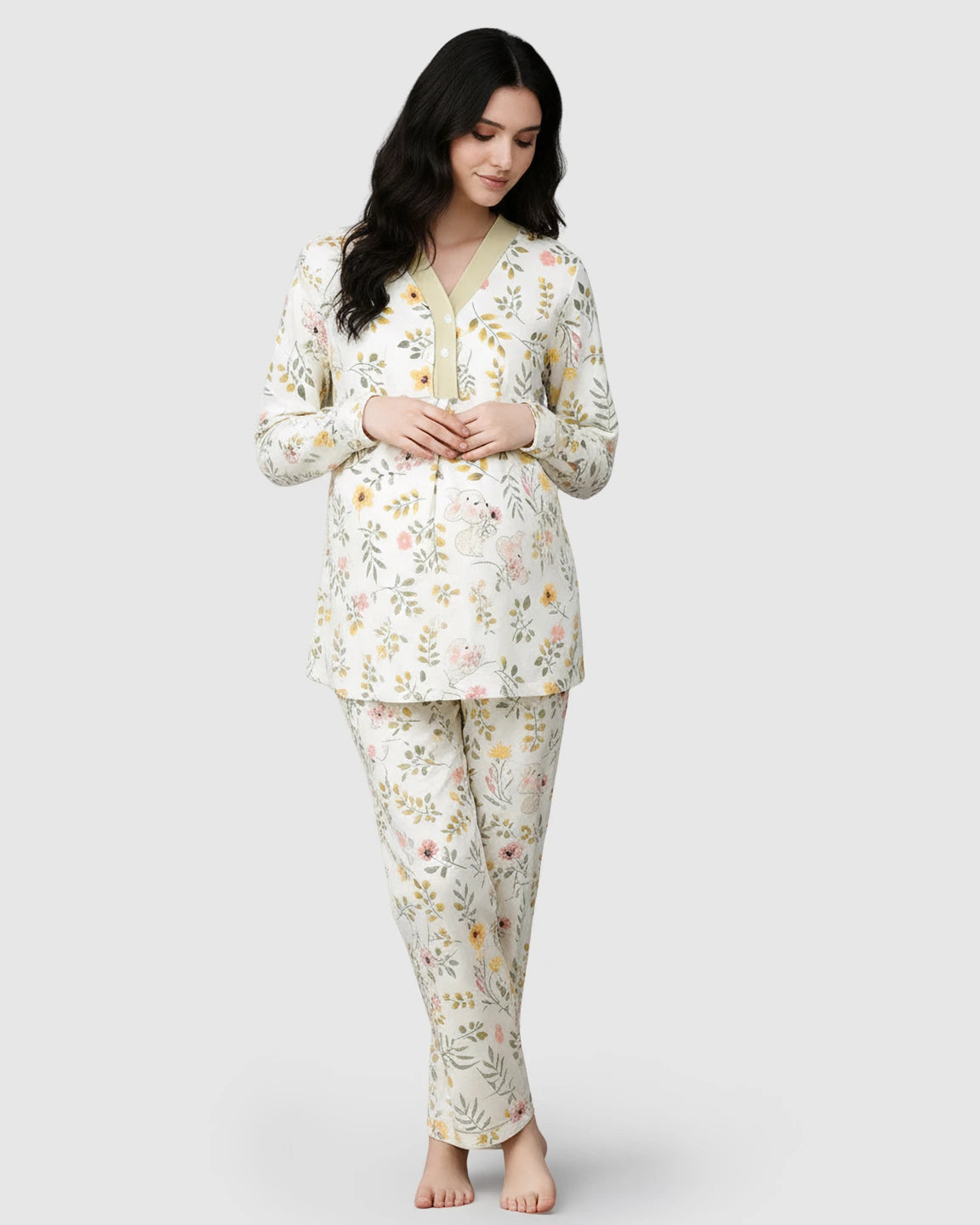 Nursing-Friendly Floral Maternity Lounge Set