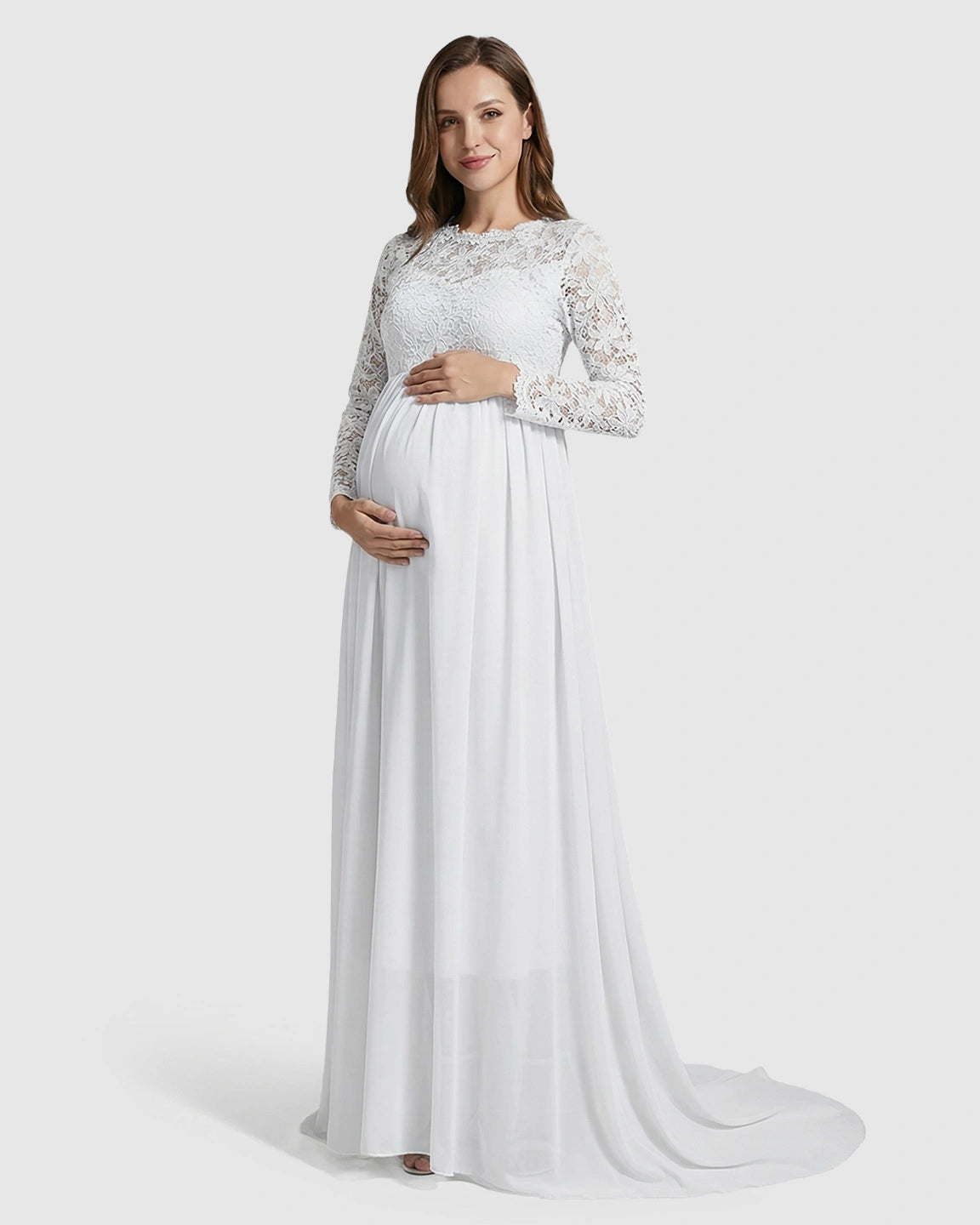 Lace Bodice Trailing Skirt Maternity Photoshoot Gown
