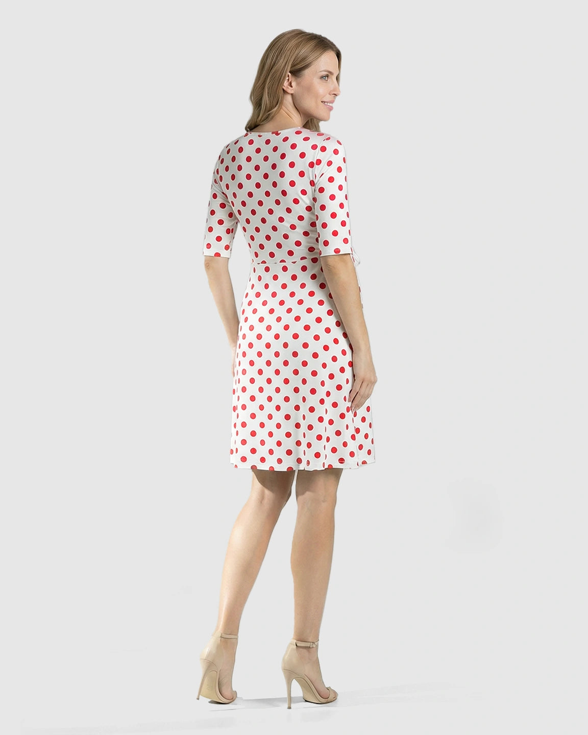 Tie Waist Polka Dot Maternity Short Dress