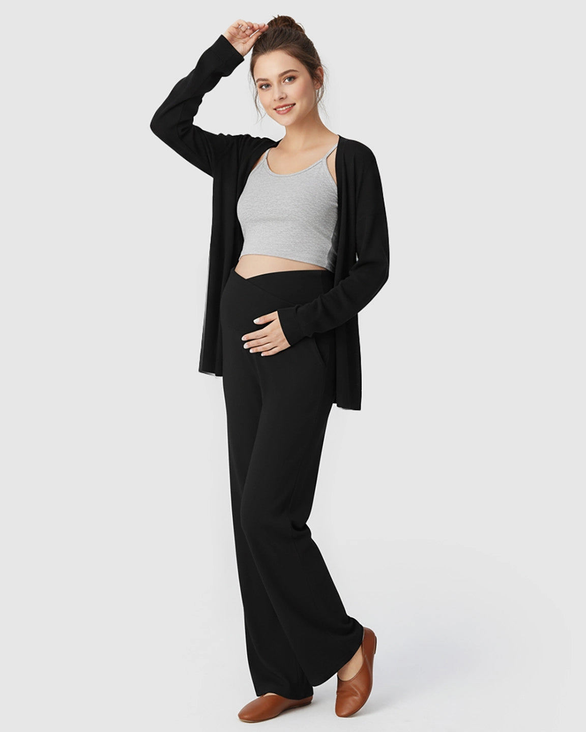 Crossover Waist Wide-Leg Maternity Lounge Pants