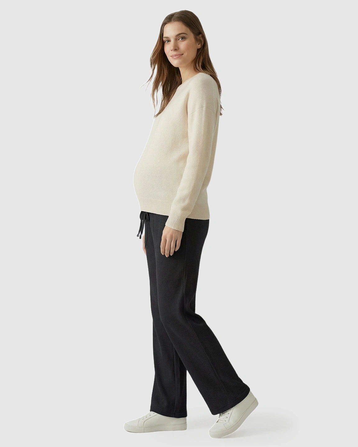 Waffle Knit Wide-Leg Maternity Pants
