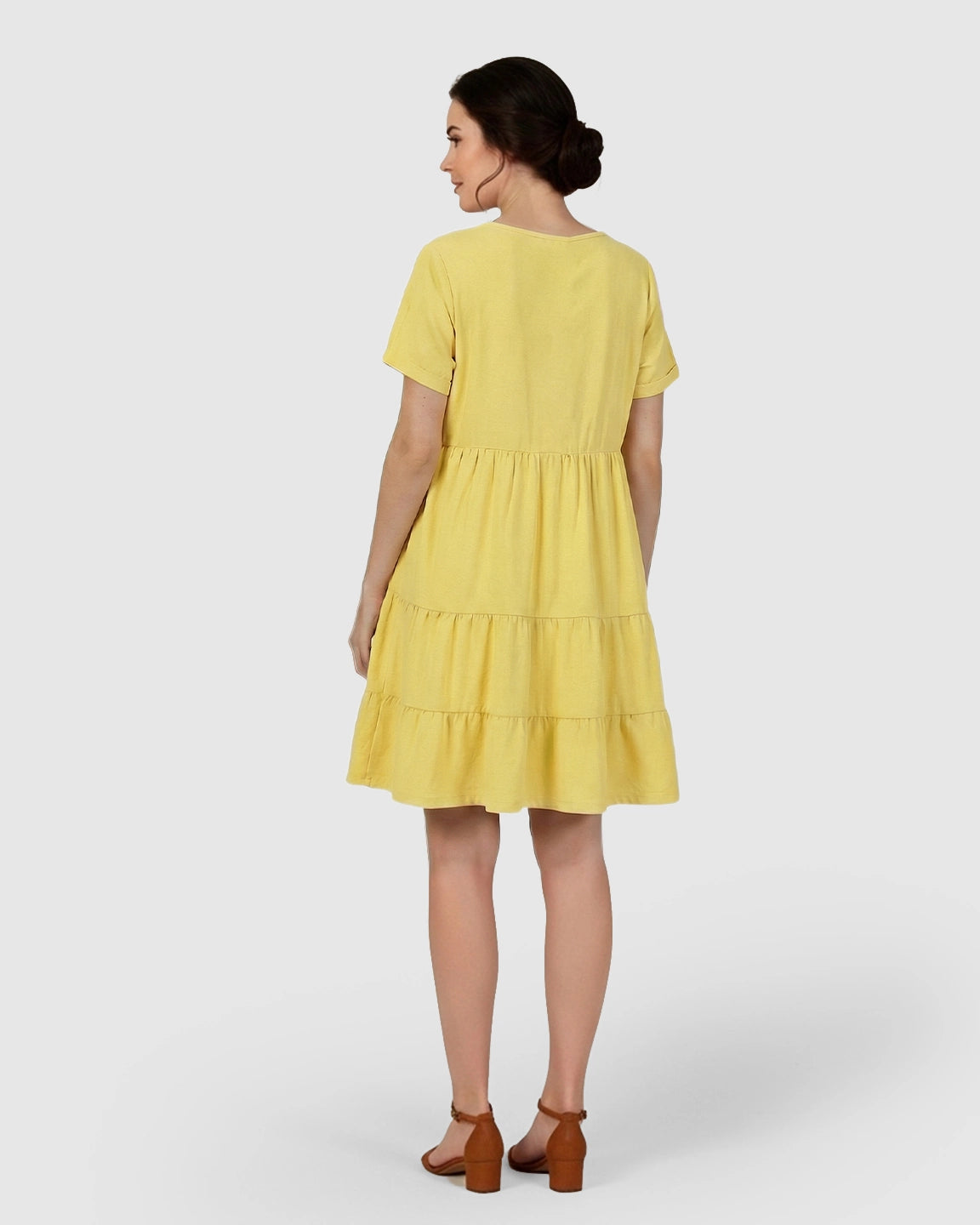 Button-Up Tiered Maternity Mini Dress