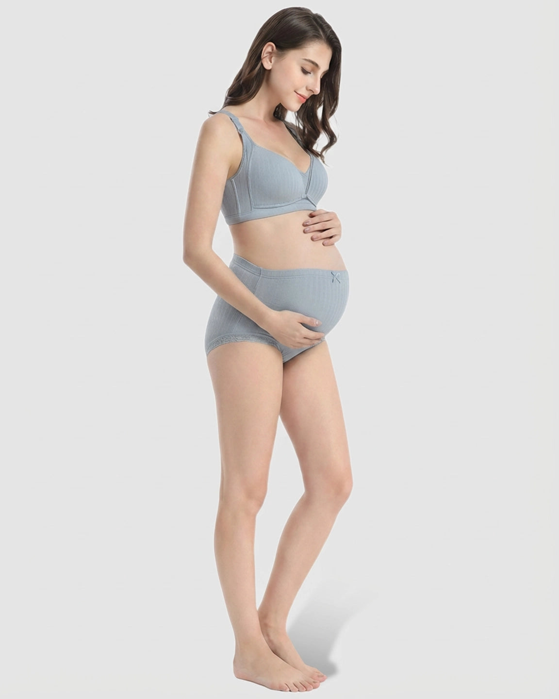 Wire-Free Breathable High-Waist Maternity Nursing Bra & Panty Set