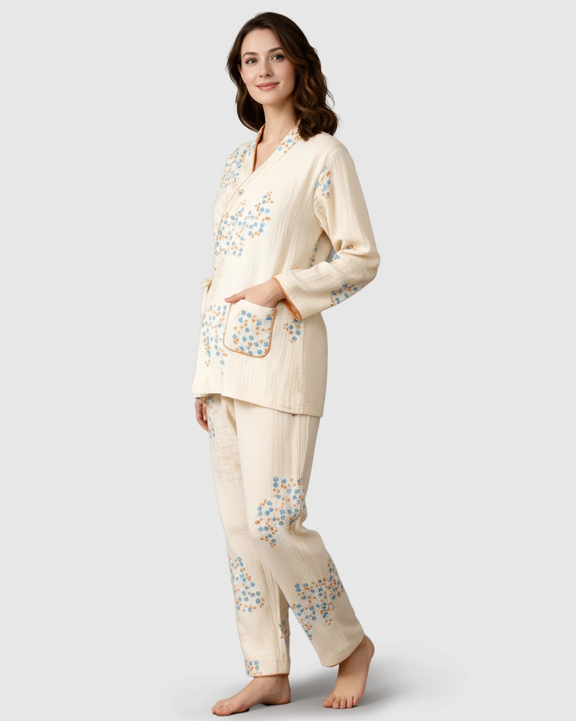 Cotton-Muslin Japanese-Style Maternity Sleepwear Set