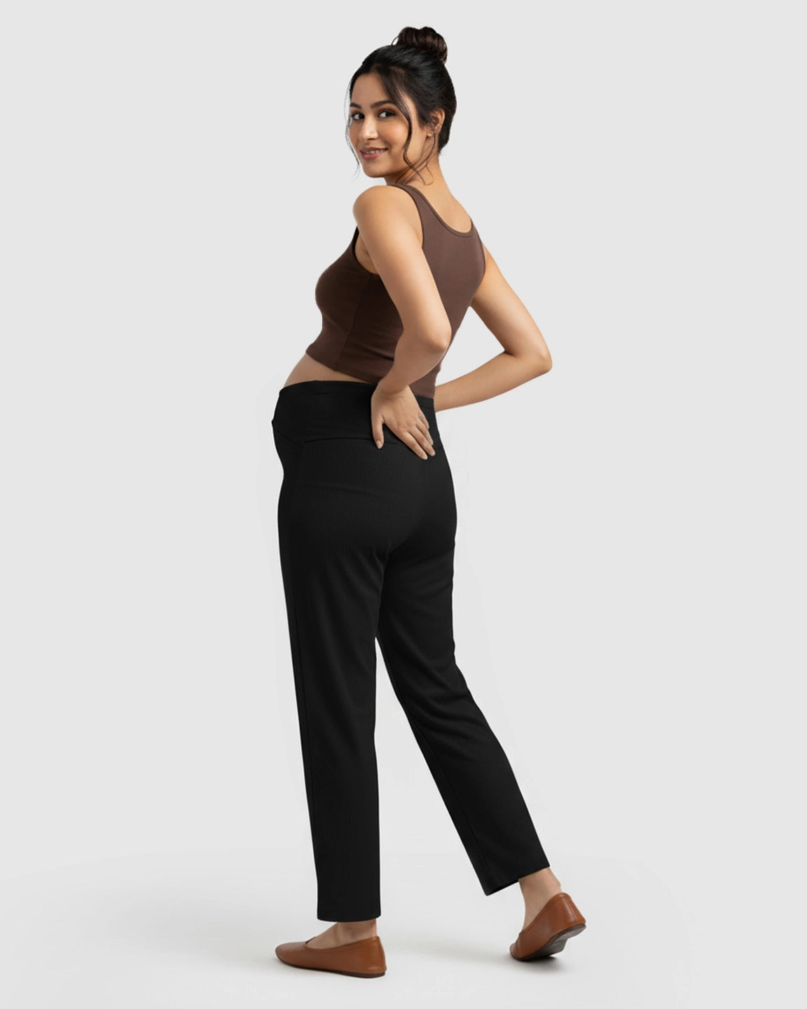 High-Waisted Wide-Leg Tailored Maternity Pants