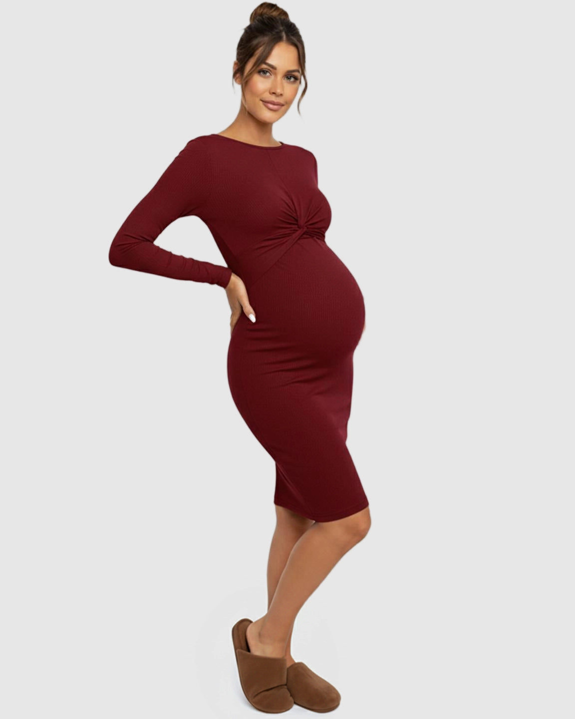 Twist-Front Bodycon Maternity Short Dress
