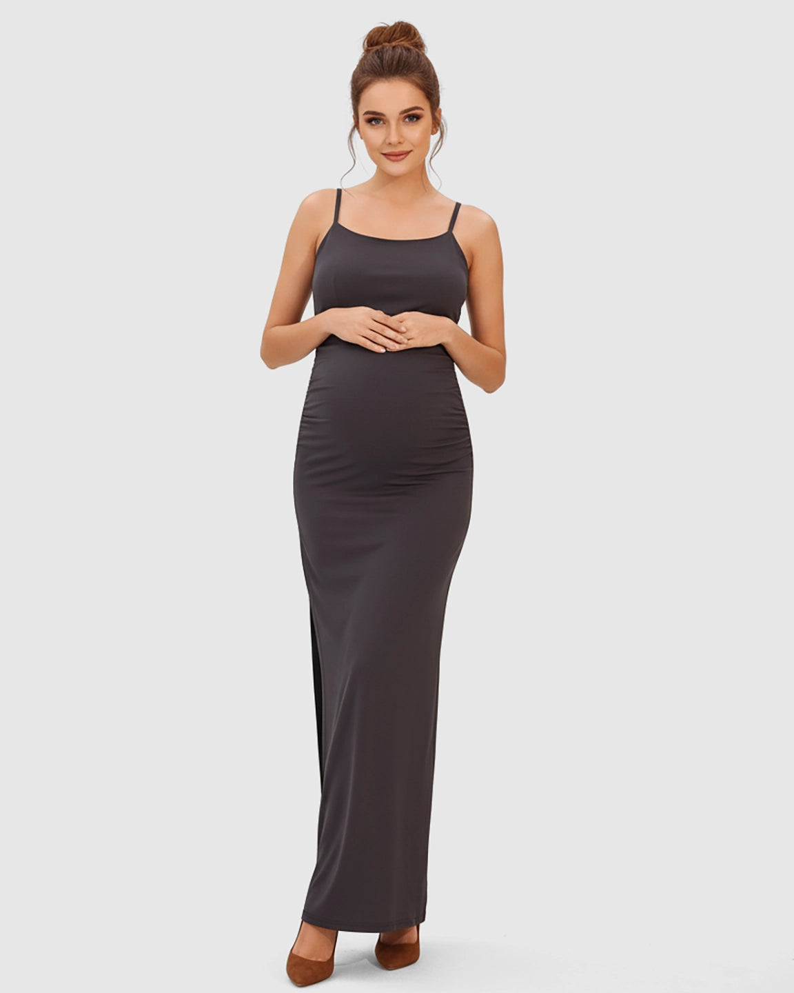 Spaghetti Strap Bodycon Maternity Maxi Dress