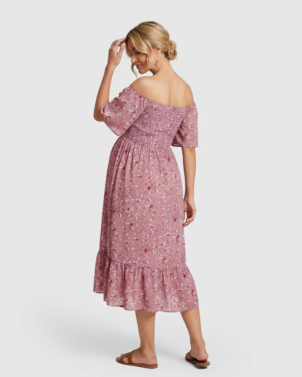 Floral Print Flowy Tiered Maternity Maxi Dress