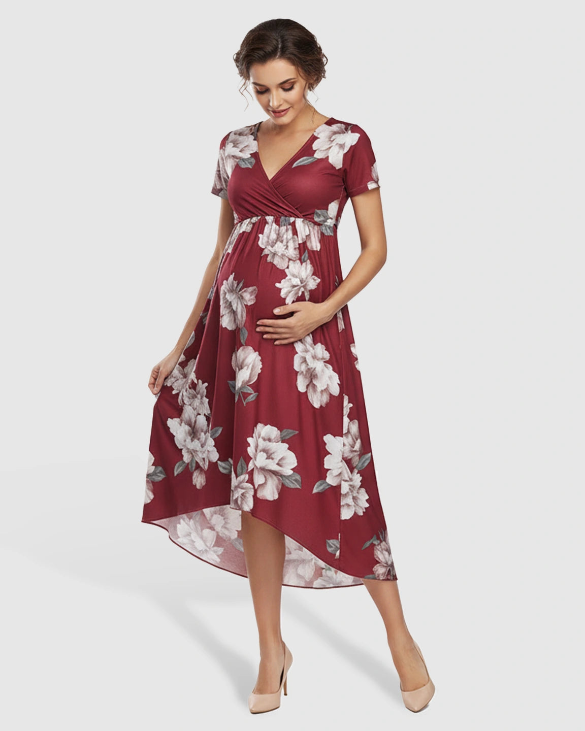 Floral Print Wrap Skirt Maternity Maxi Dress