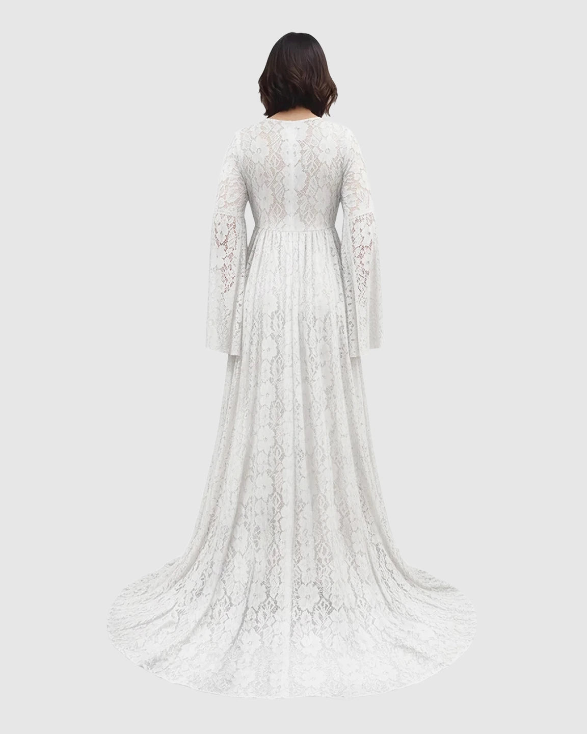 Long Bell Sleeve See Through Maternity Gown