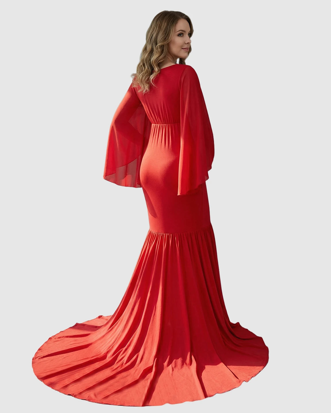 Trailing Hem Elegant Maternity Photoshoot Gown