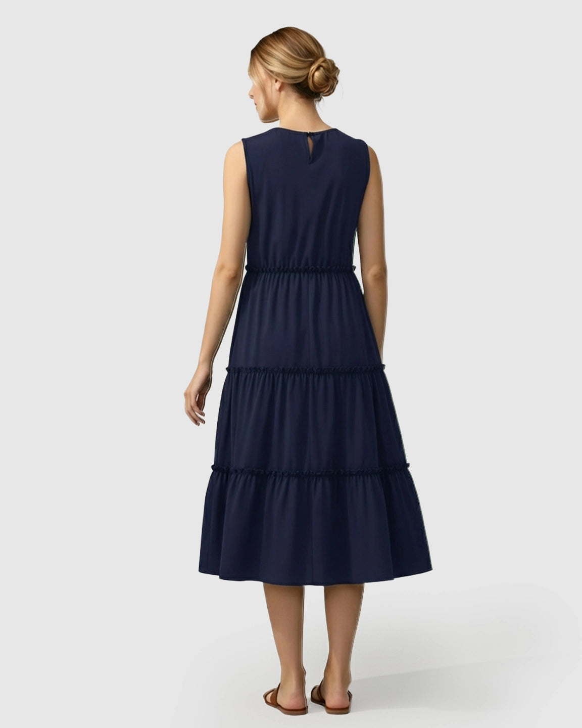 Tiered Ruffle Skirt Casual Maternity Midi Dress