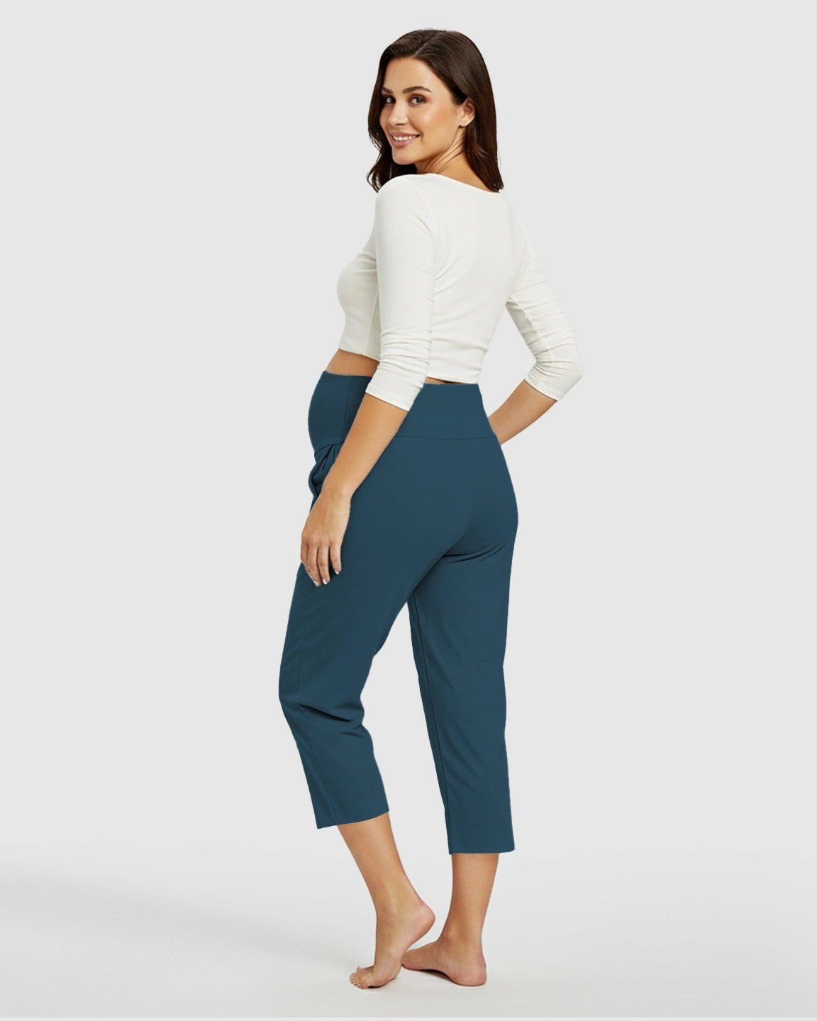High-Waisted Maternity Capri Pants