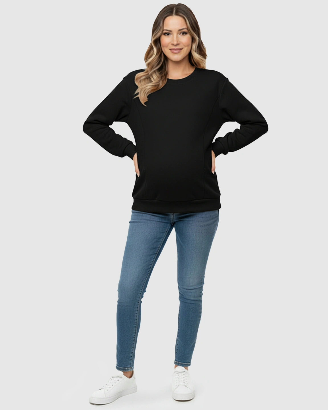 Waffle-Knit Cozy Fit Maternity Nursing Sweatshirt