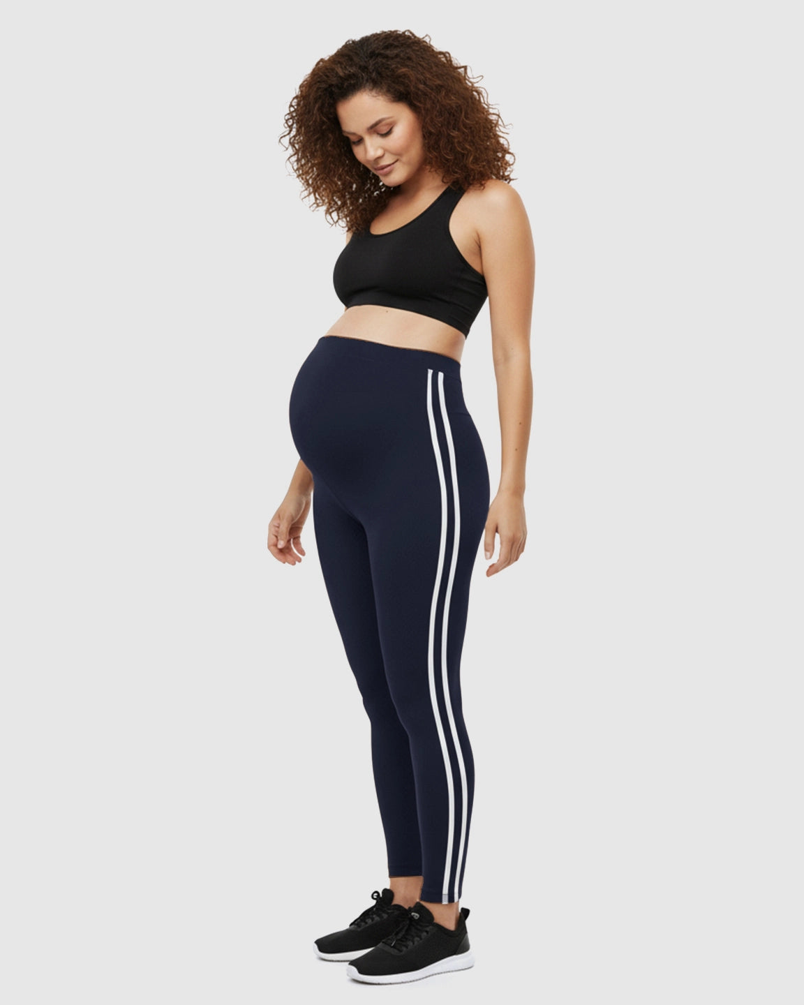 Side Striped Sporty Maternity Leggings