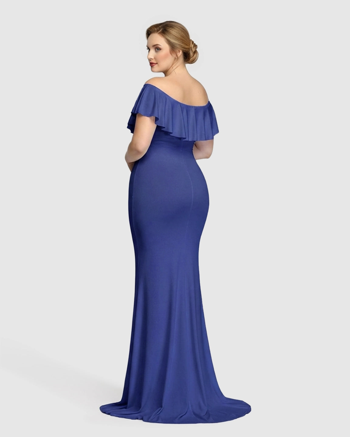 Off-Shoulder Ruffled Bodycon Maternity Maxi Dress