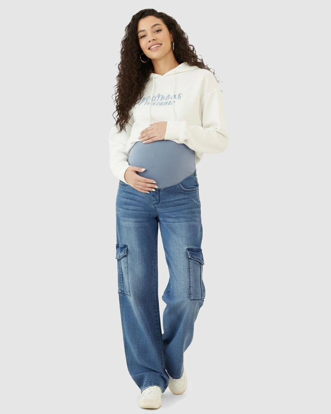 Vintage Loose Fit Cargo Maternity Jeans