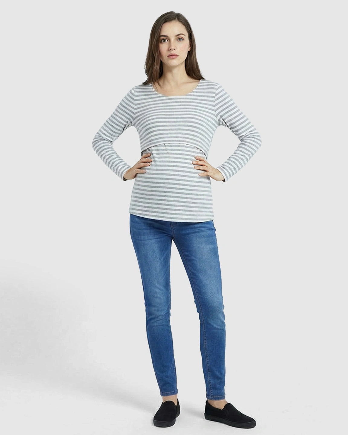 Long-Sleeve Overlap Panel Maternity & Nursing Top