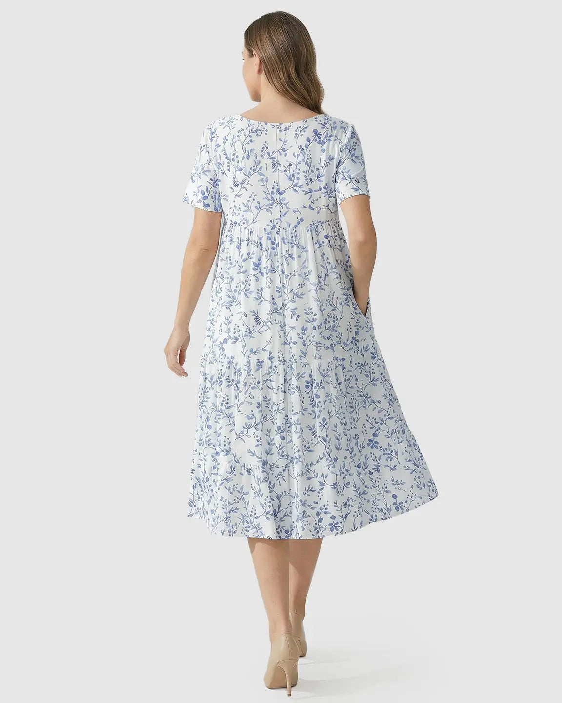 Empire Waist Tiered Maternity Midi Dress