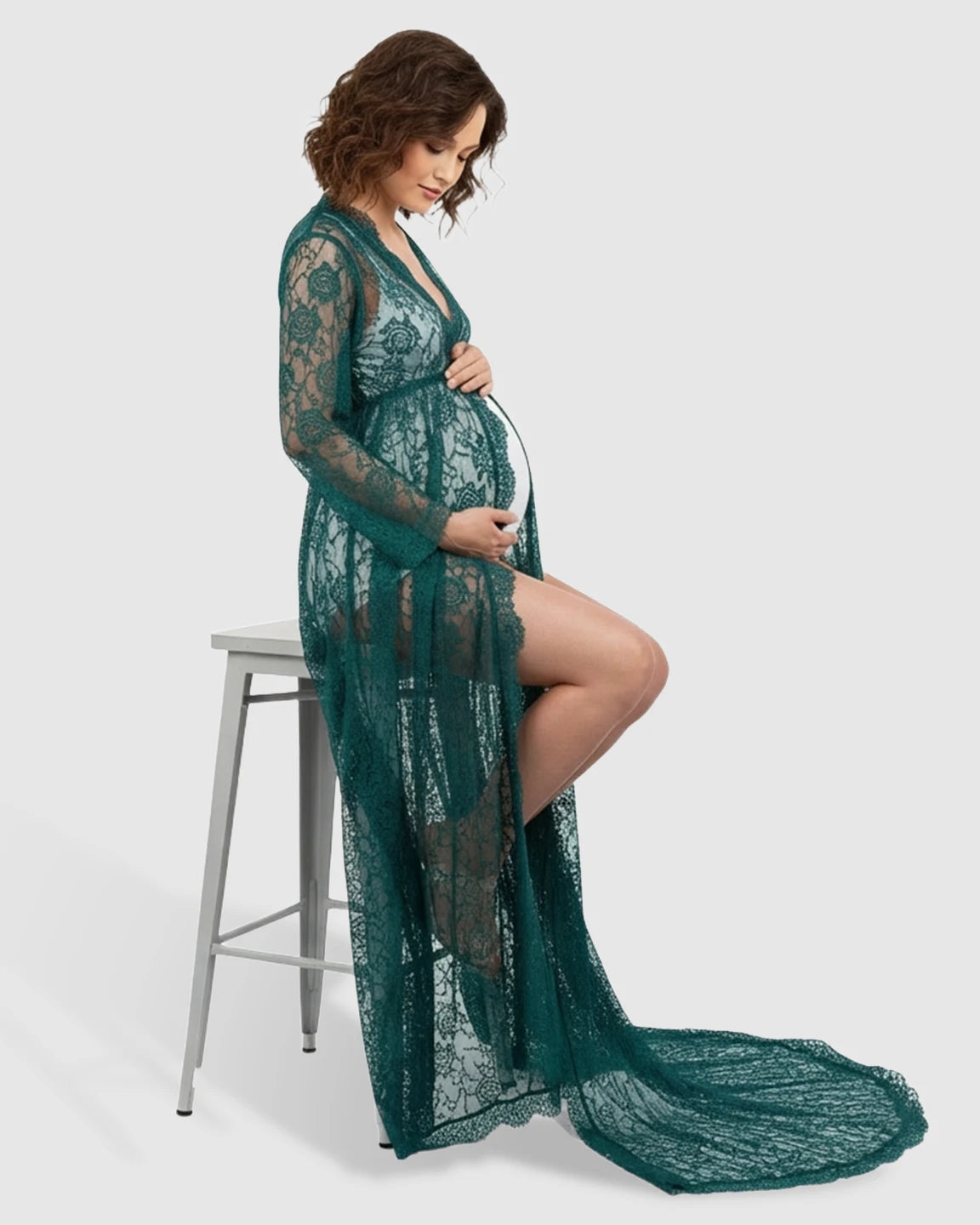 Floral Lace Romantic Maternity Photoshoot Maxi Dress
