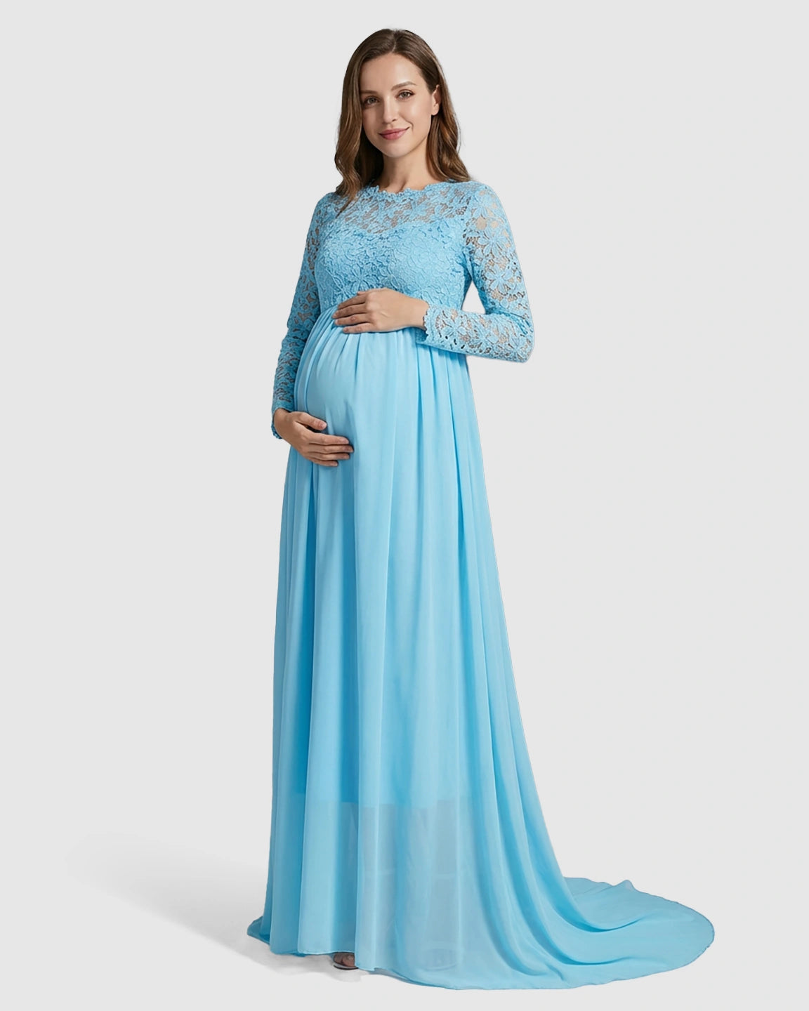 Lace Bodice Trailing Skirt Maternity Photoshoot Gown