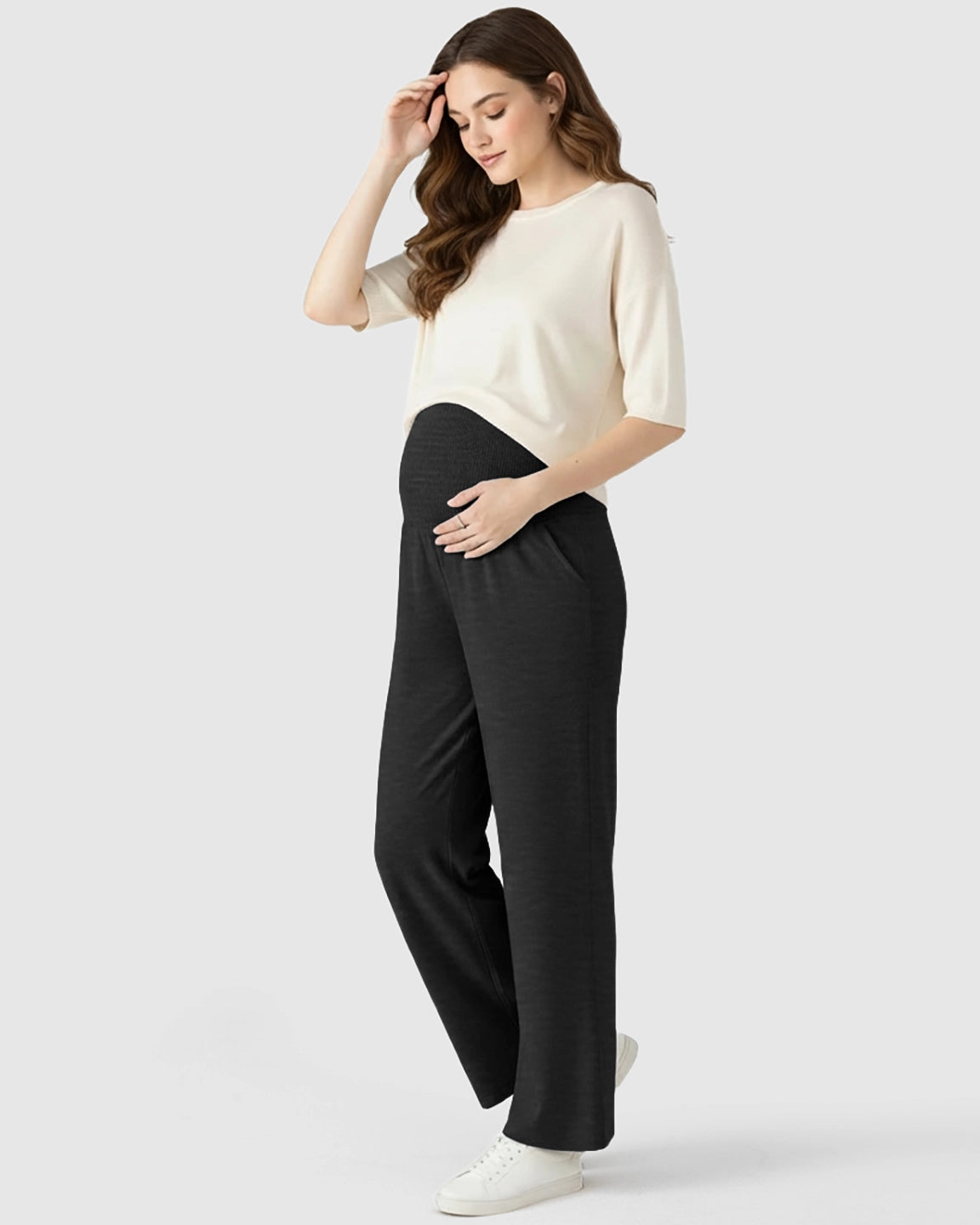 Over The Belly Wide-Leg Maternity Trouser