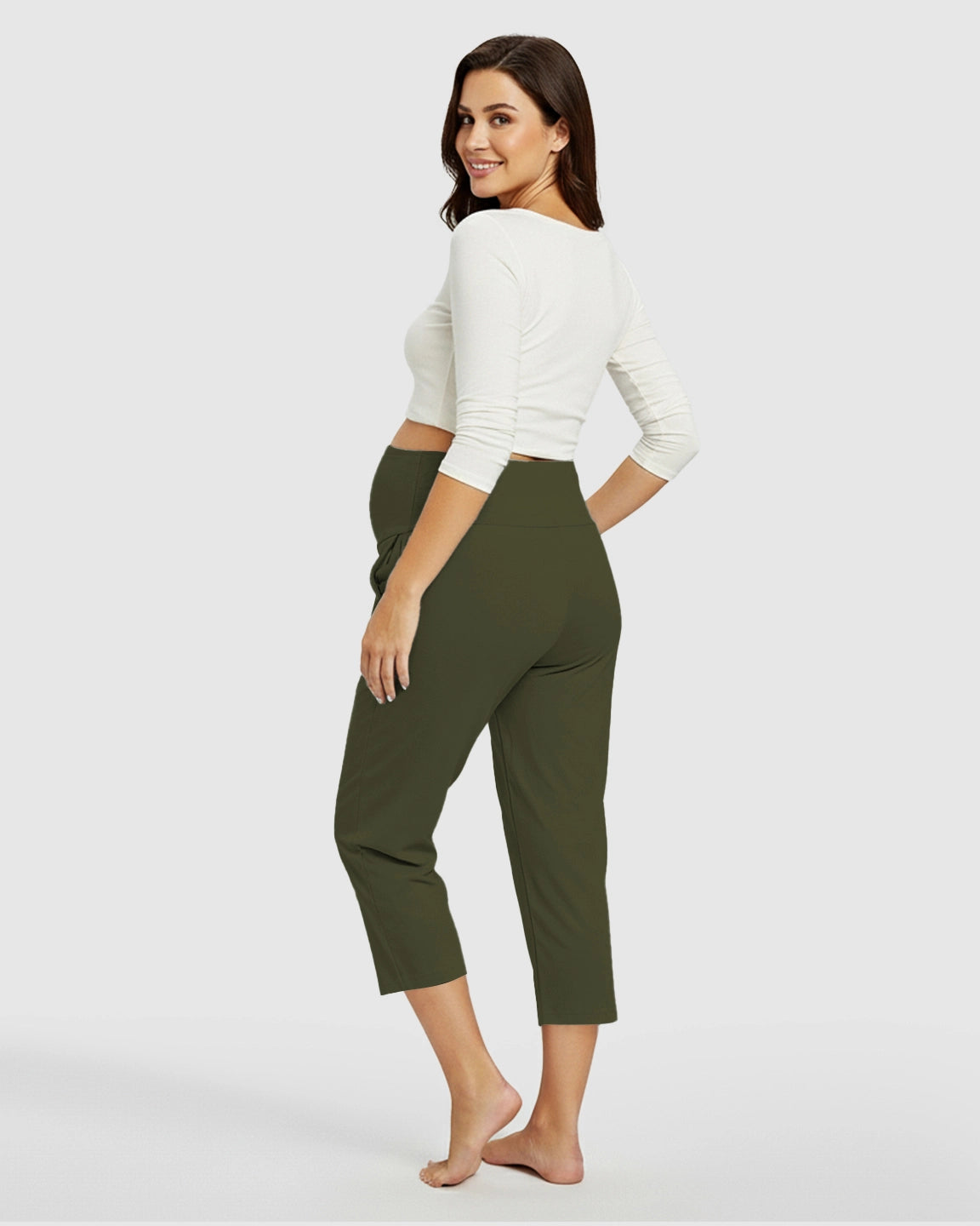 High-Waisted Maternity Capri Pants