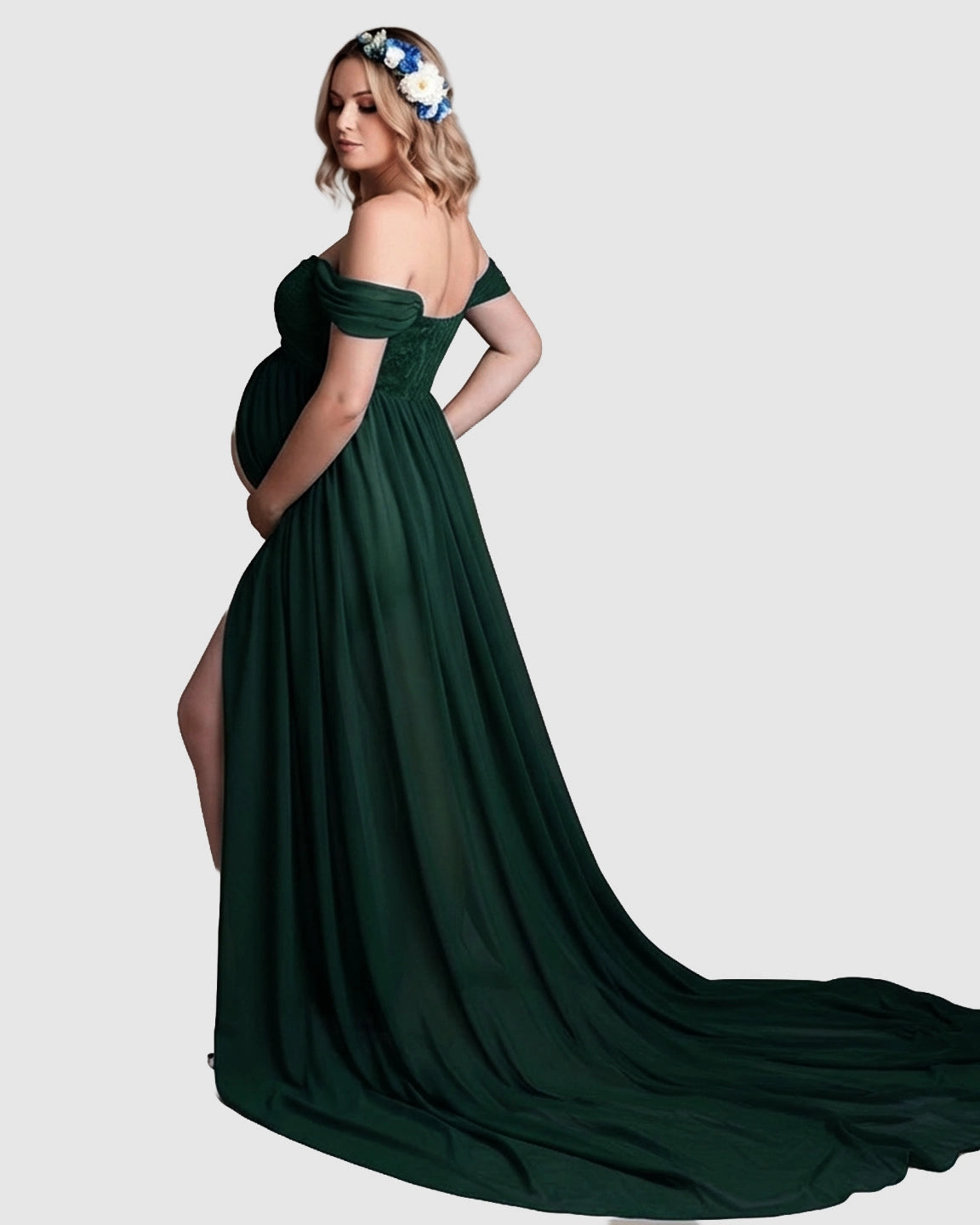 Extra-Long Train Ethereal Chiffon Maternity Gown