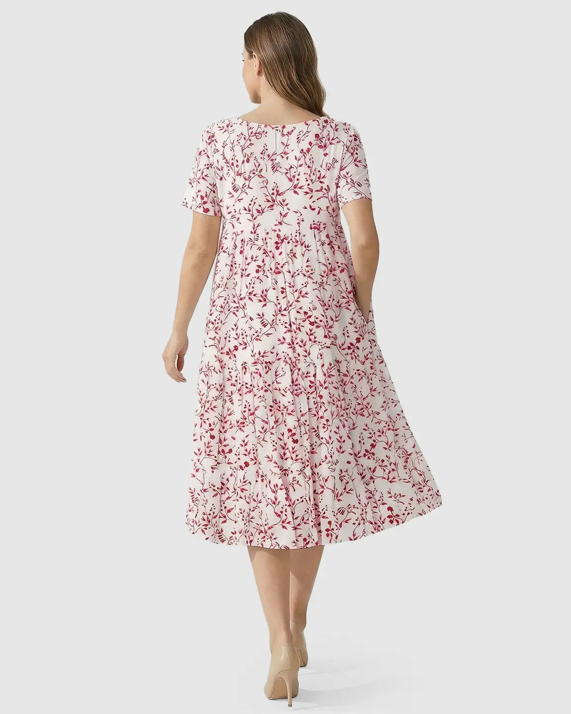 Empire Waist Tiered Maternity Midi Dress