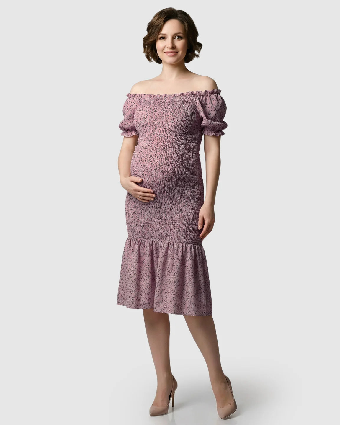Off-Shoulder Fishtail Maternity Photoshoot Dress