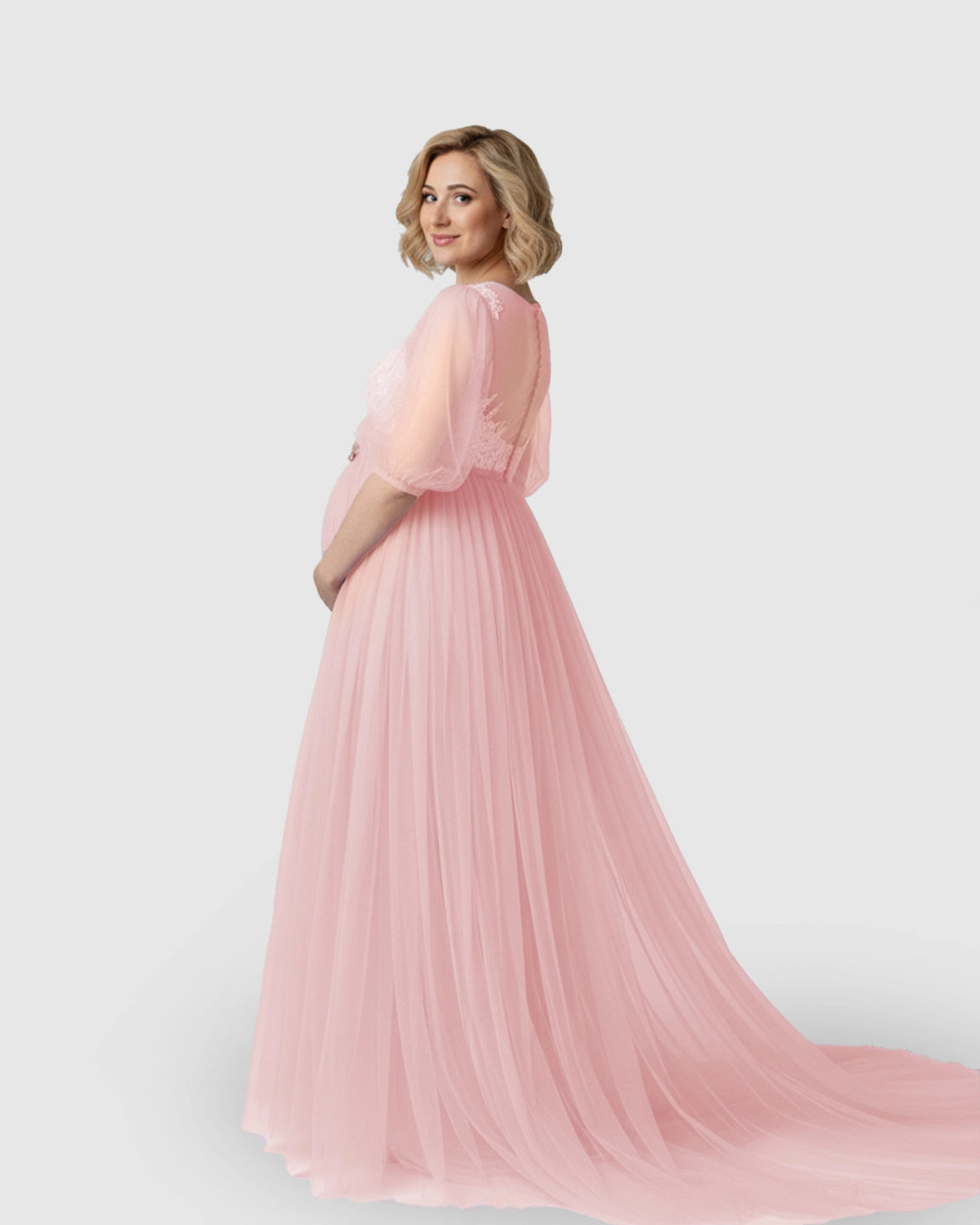 Tulle Lace Swing Trail Maternity Photoshoot Dress