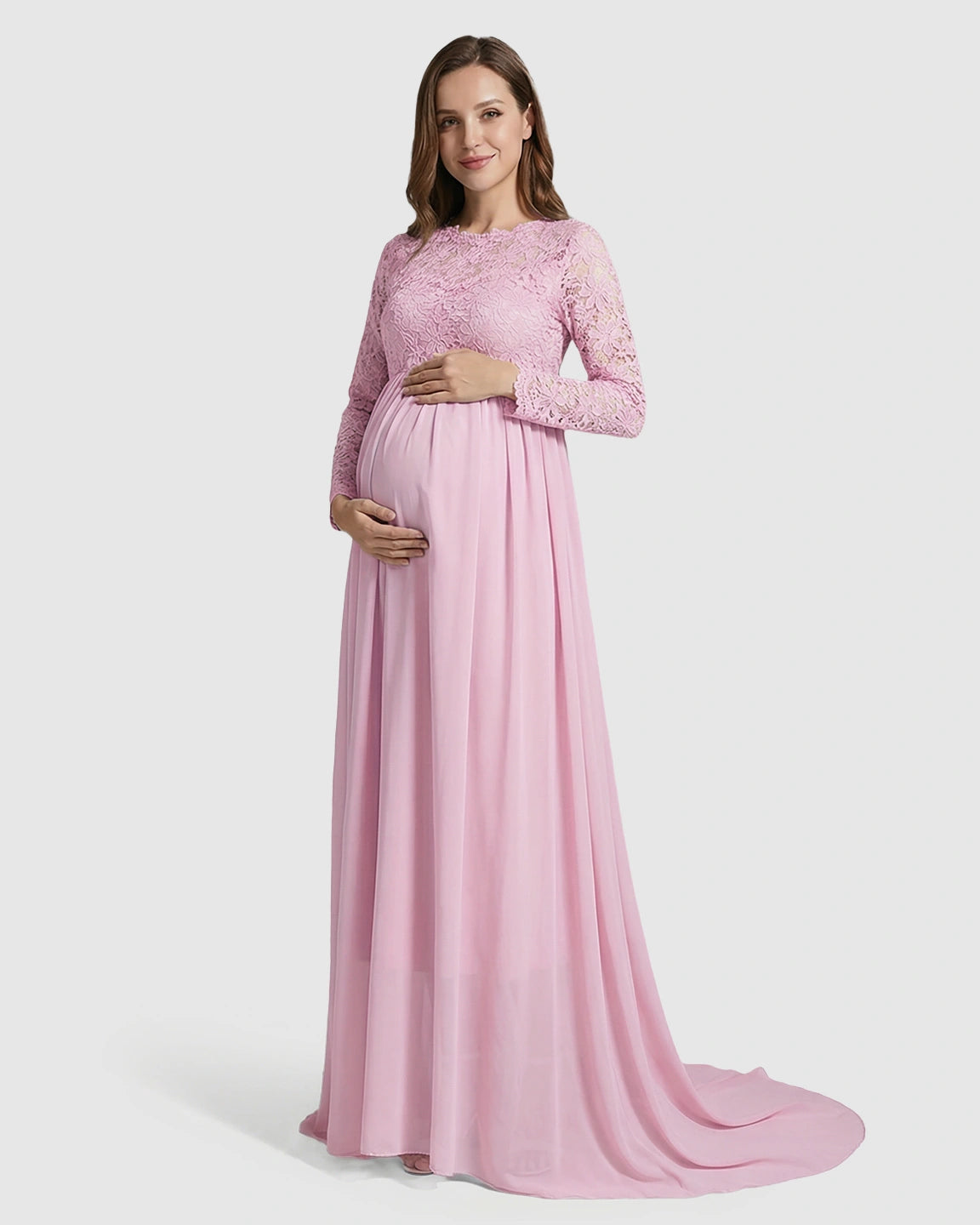 Lace Bodice Trailing Skirt Maternity Photoshoot Gown