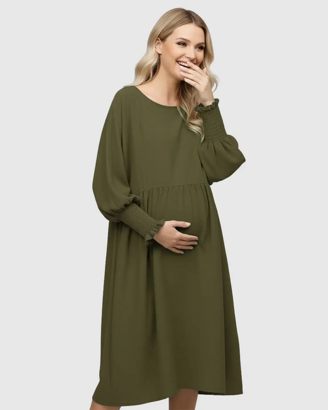 Flowy Smocked Sleeve Casual Dress