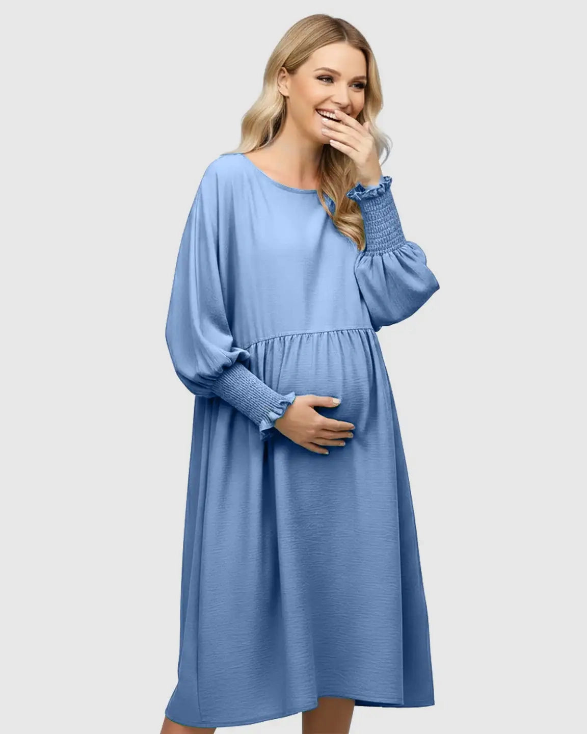 Flowy Smocked Sleeve Casual Dress