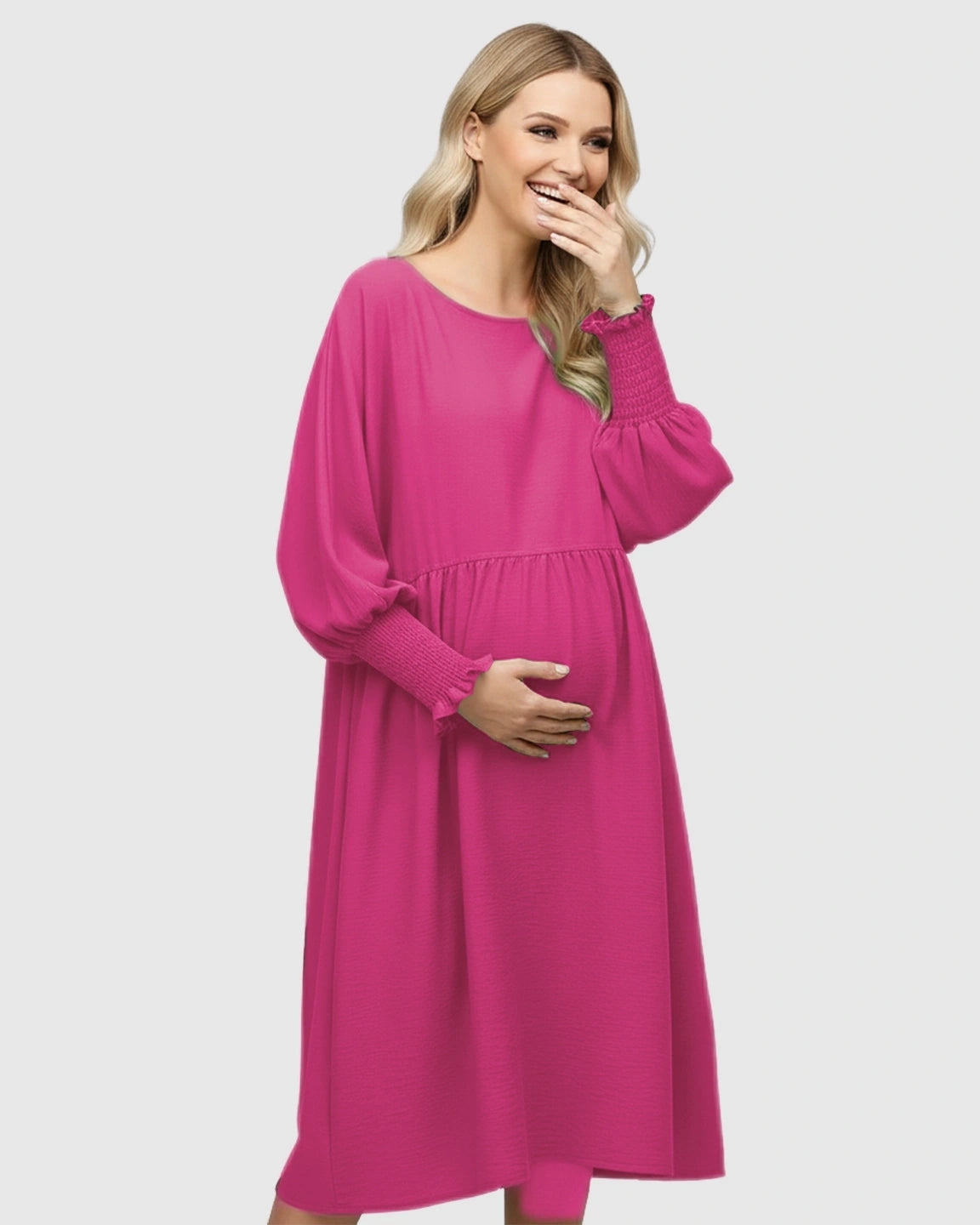 Flowy Smocked Sleeve Casual Dress