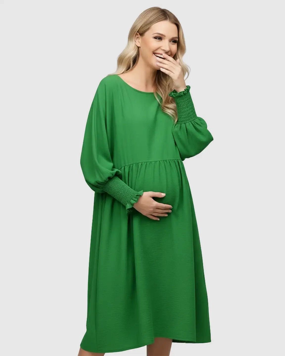 Flowy Smocked Sleeve Casual Dress