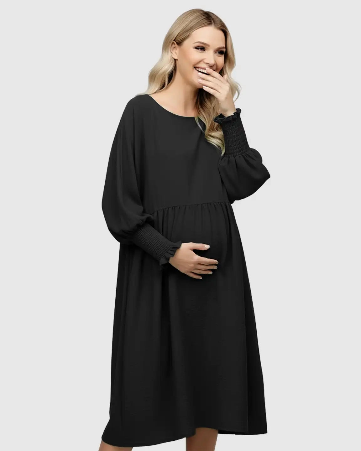 Flowy Smocked Sleeve Casual Dress