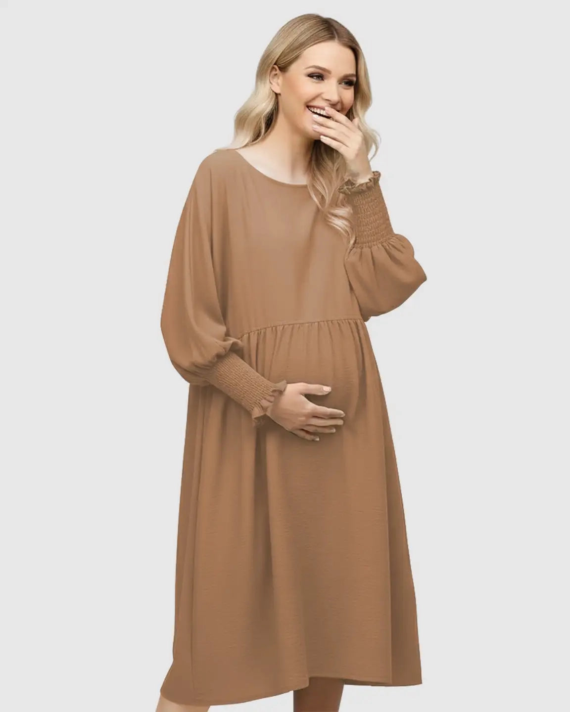 Flowy Smocked Sleeve Casual Dress