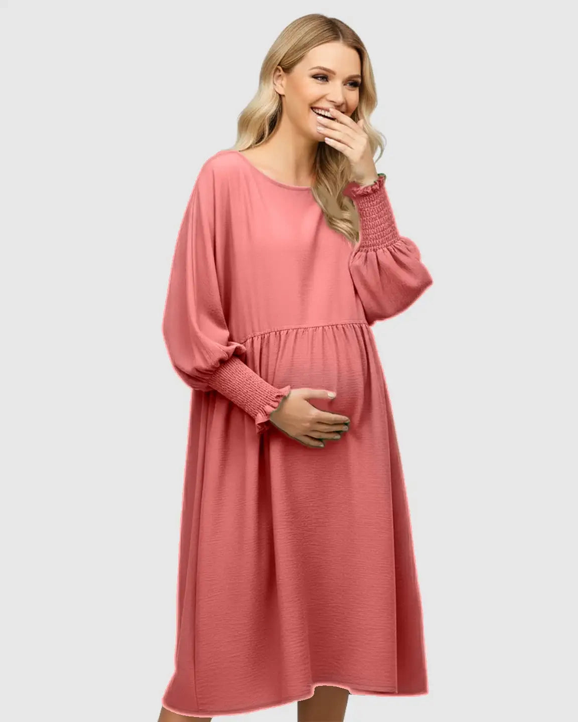 Flowy Smocked Sleeve Casual Dress
