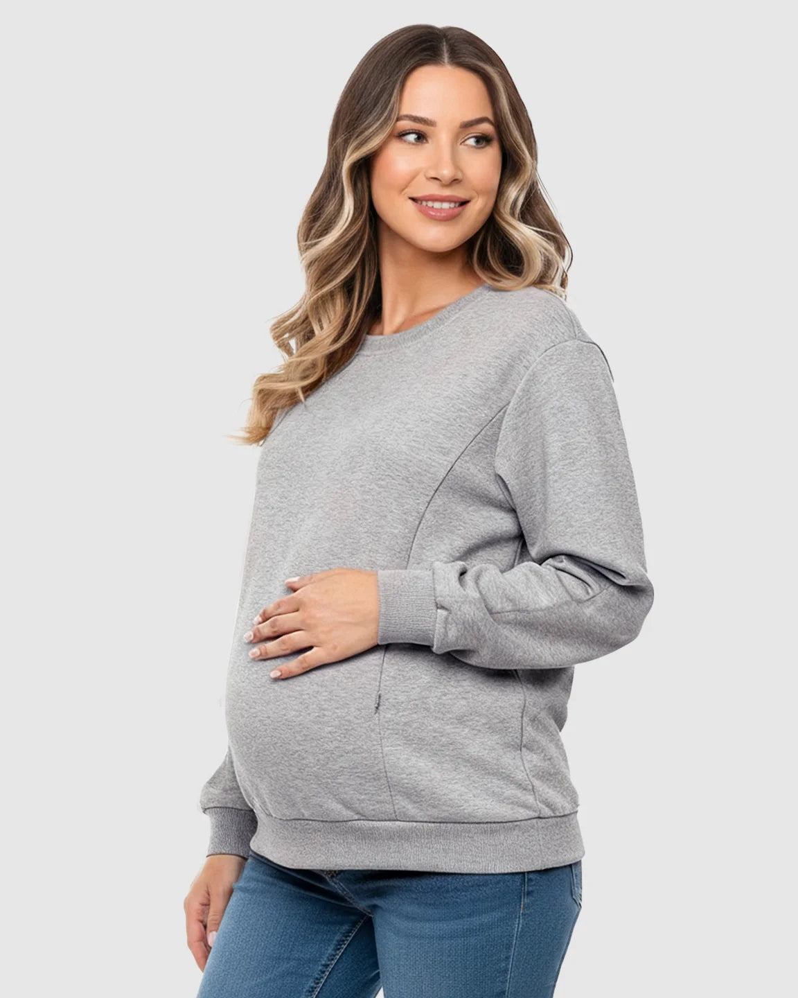 Waffle-Knit Cozy Fit Maternity Nursing Sweatshirt