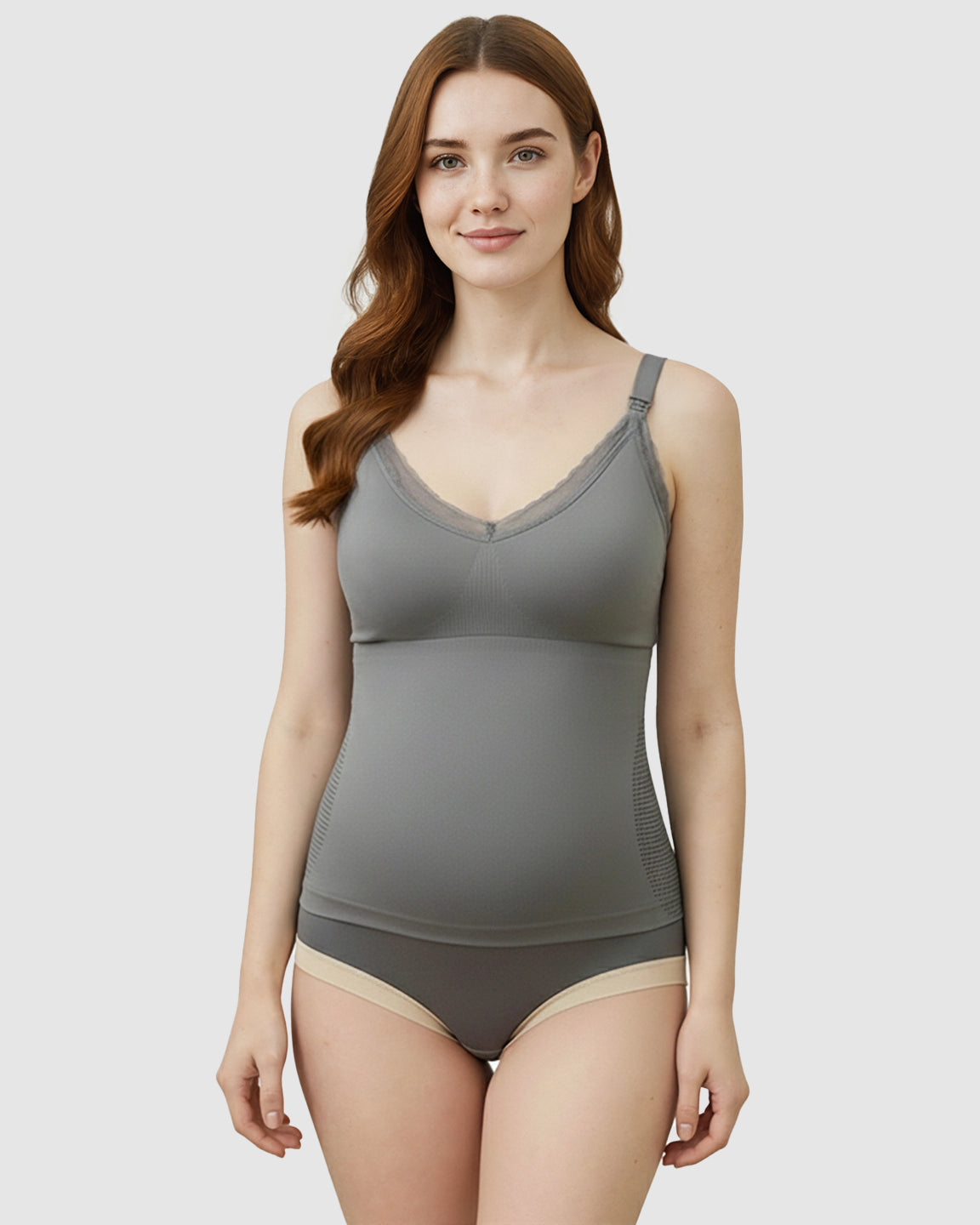 Seamless Lace-Trim V-Neck Nursing Cami