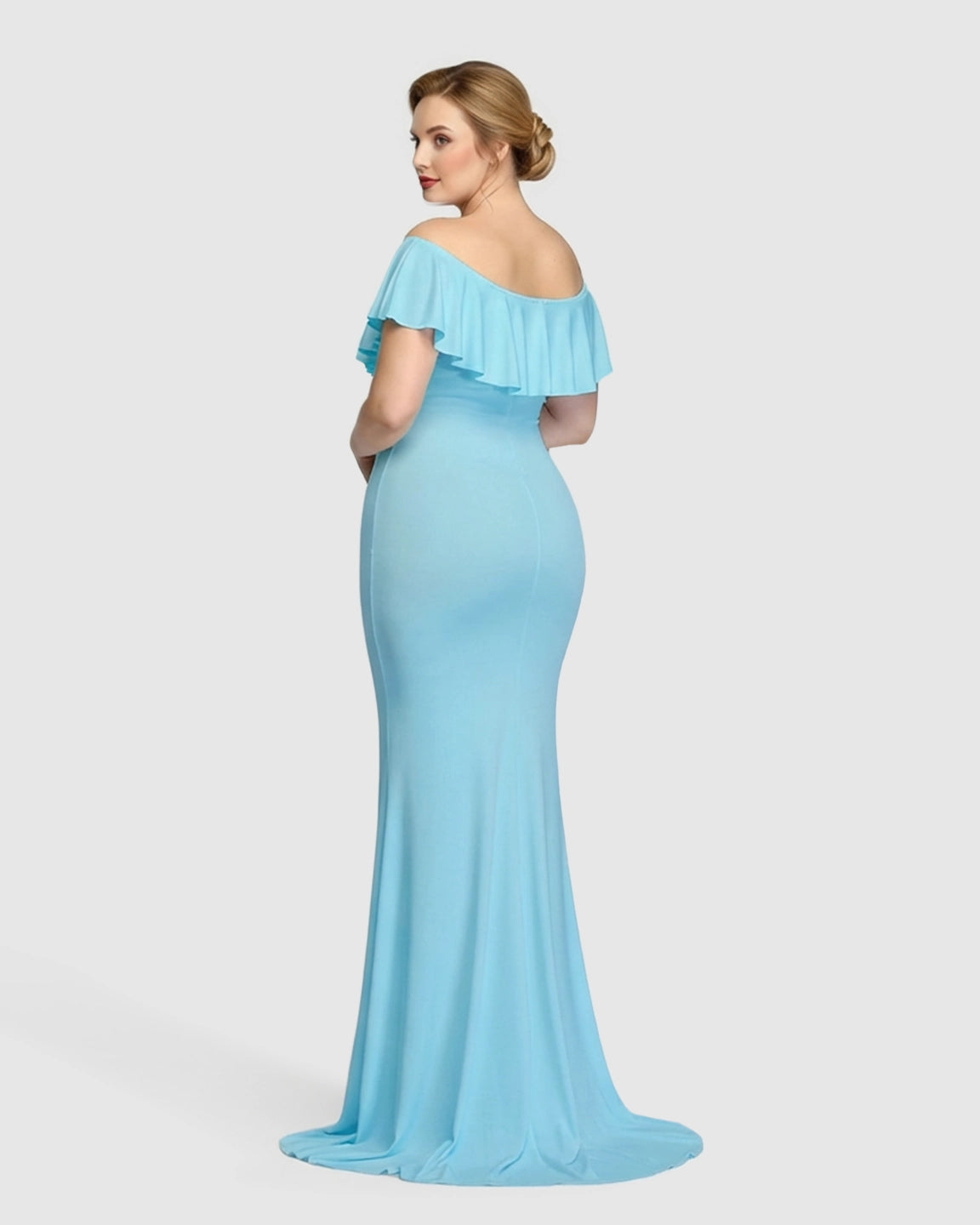 Off-Shoulder Ruffled Bodycon Maternity Maxi Dress