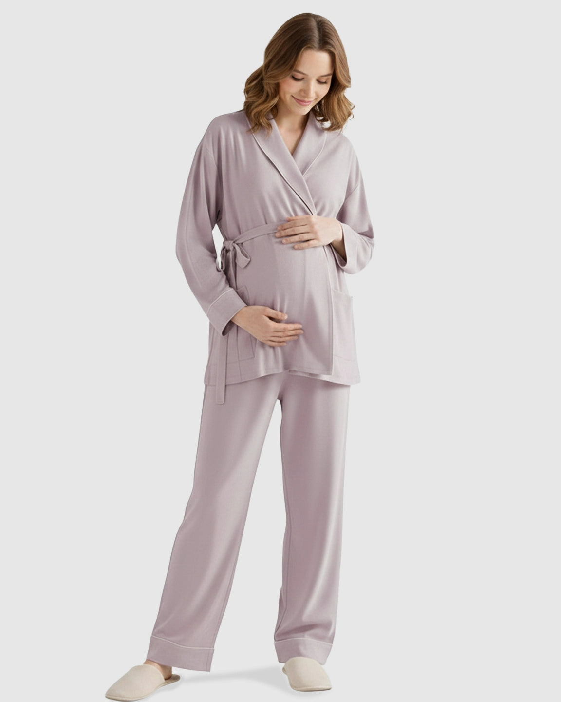 Soft Cotton Wrap Adjustable Waist Loungewear Set