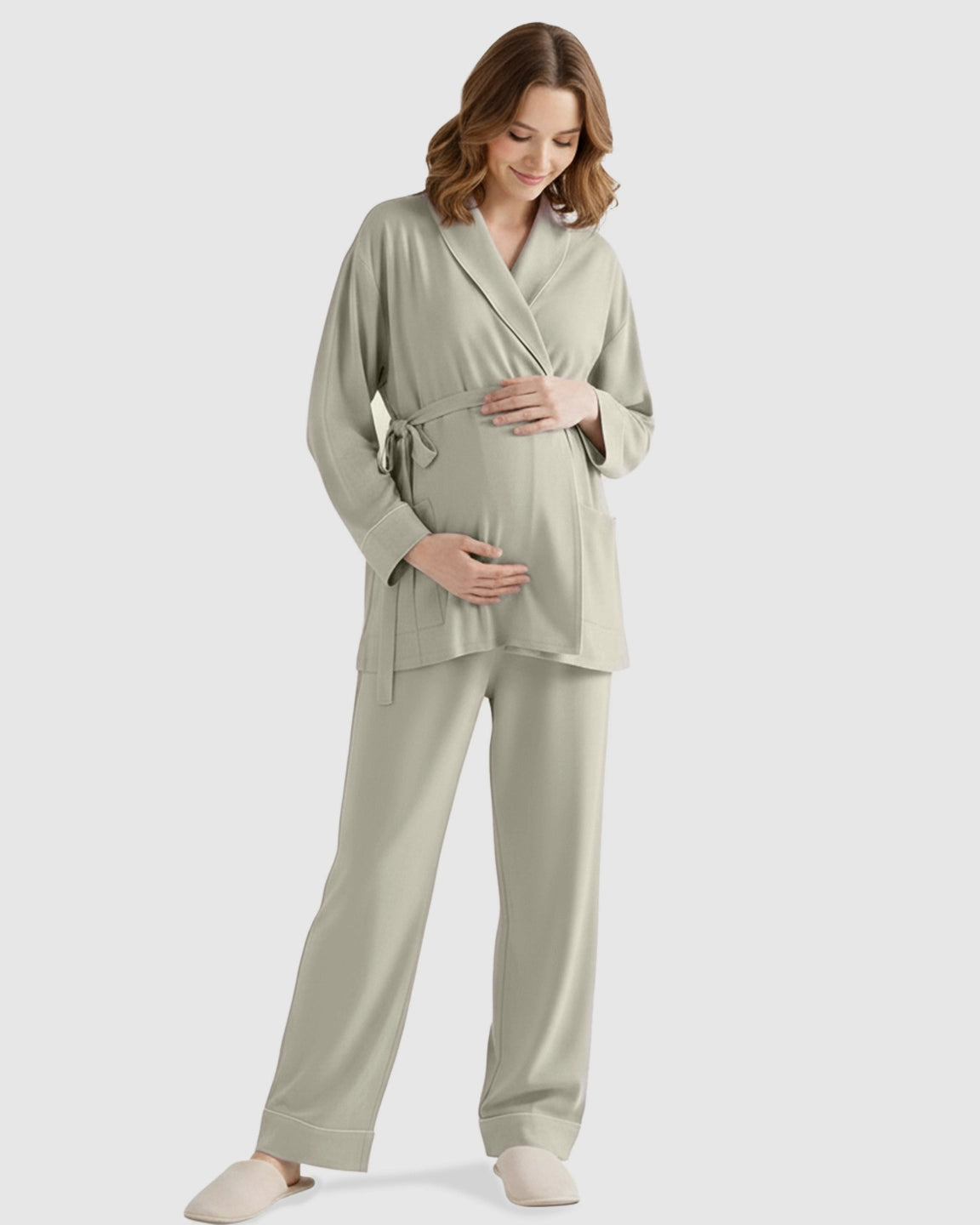 Soft Cotton Wrap Adjustable Waist Loungewear Set