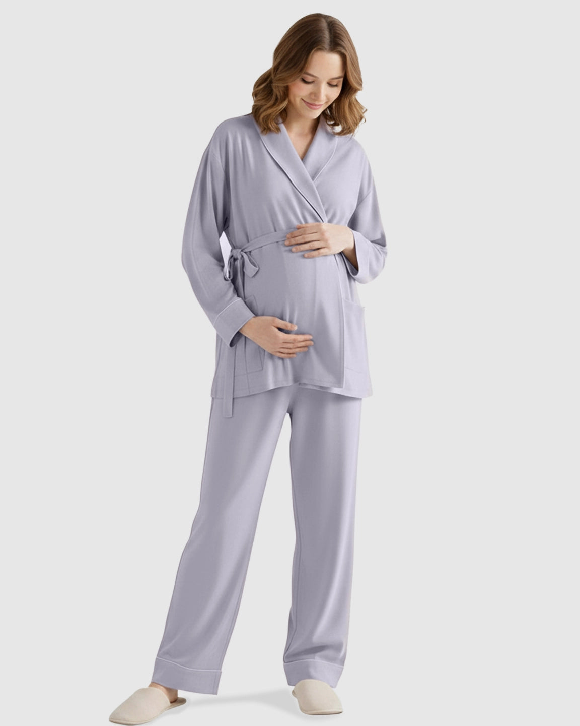 Soft Cotton Wrap Adjustable Waist Loungewear Set