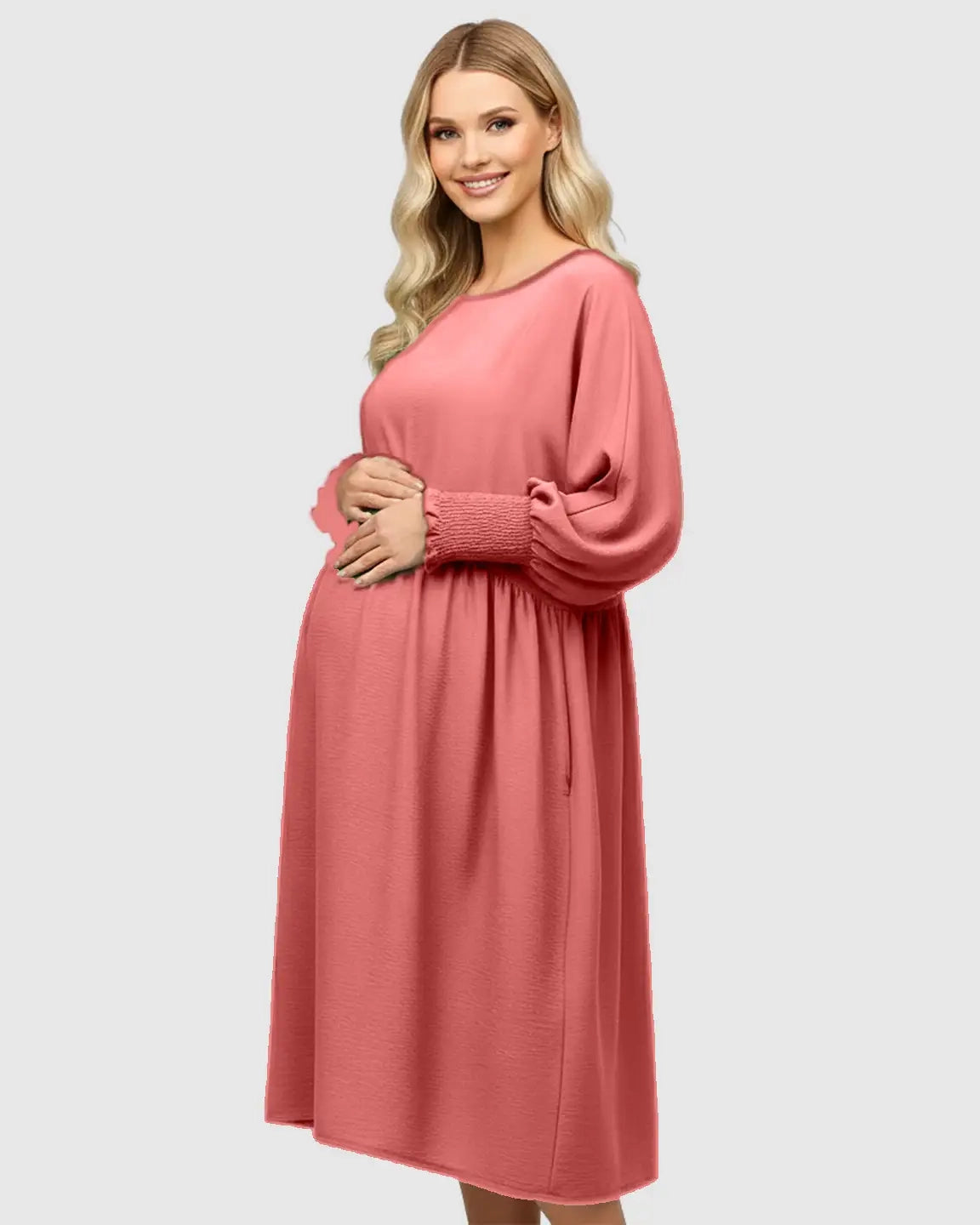 Flowy Smocked Sleeve Casual Dress