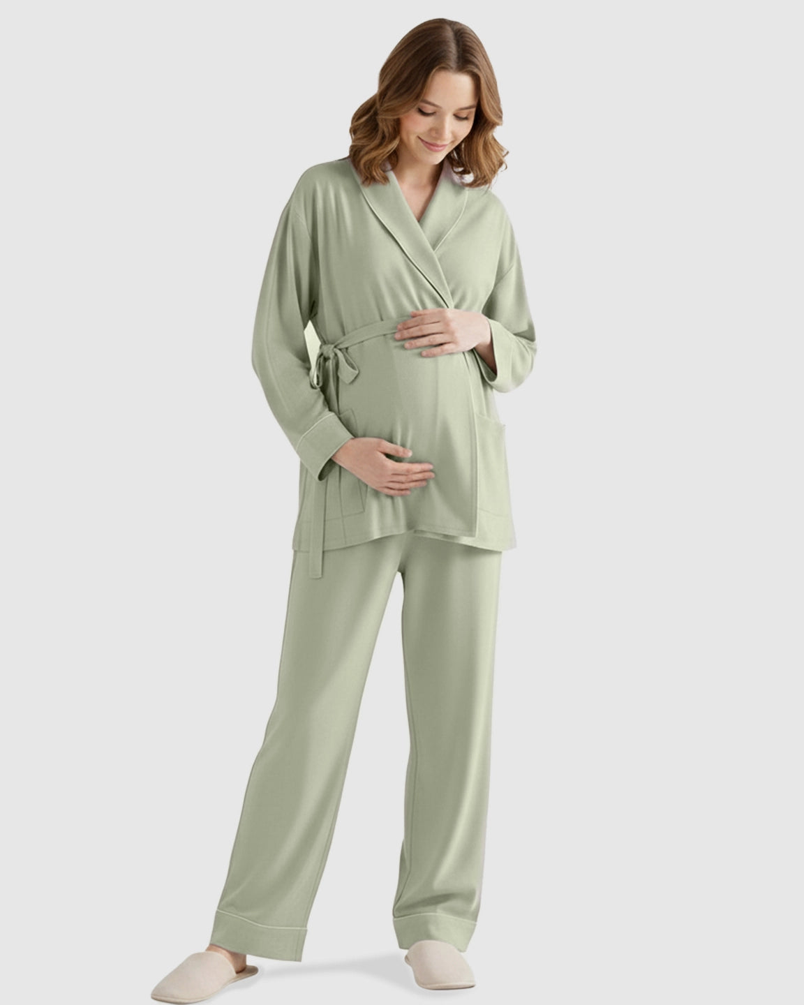 Soft Cotton Wrap Adjustable Waist Loungewear Set