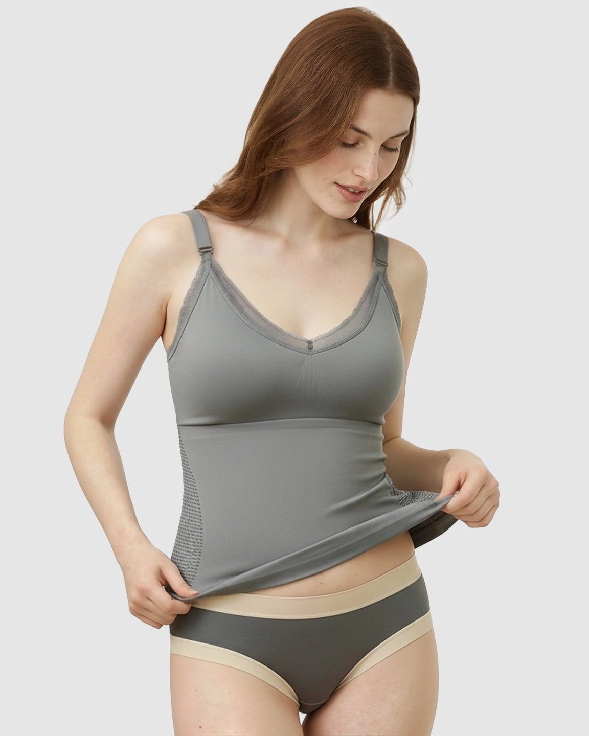 Seamless Lace-Trim V-Neck Nursing Cami