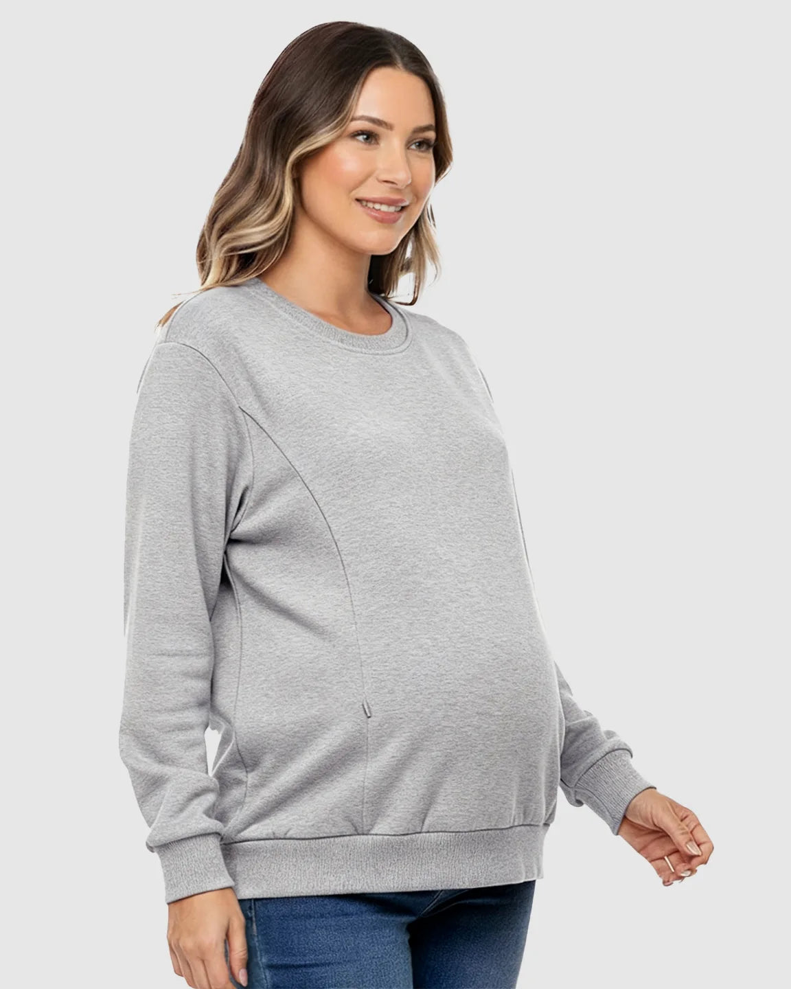 Waffle-Knit Cozy Fit Maternity Nursing Sweatshirt