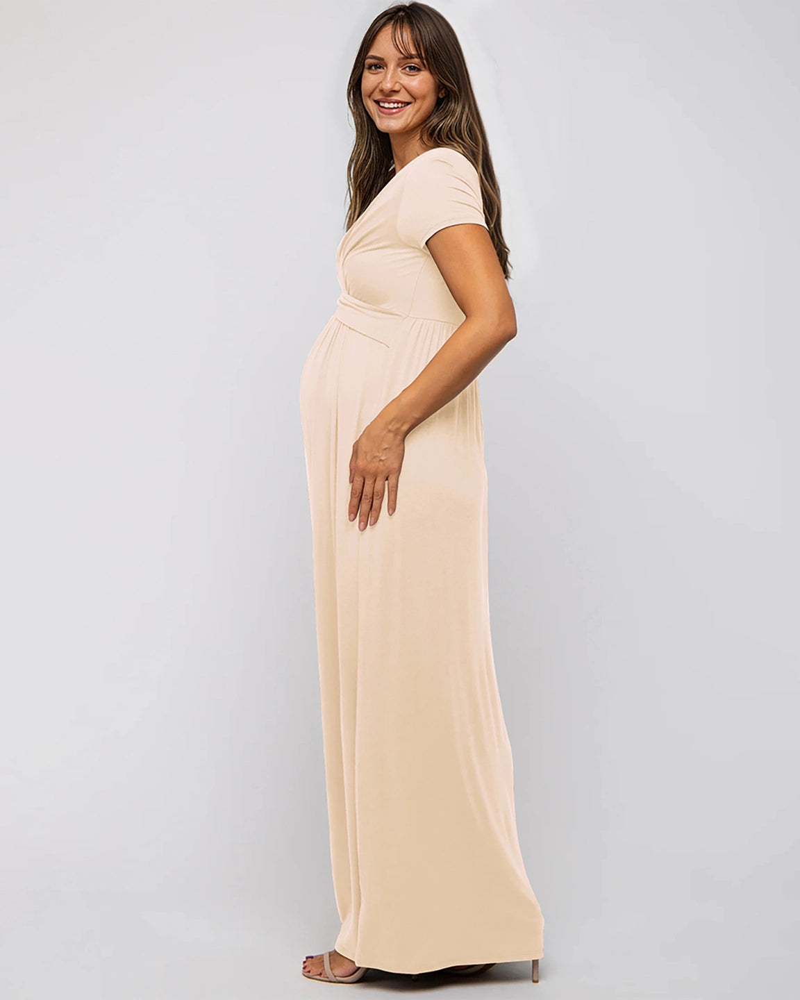Twist Front Draped Maternity Nursing Maxi Dress